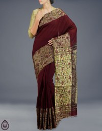 Online shopping for pure pashmina cotton silk plain sarees by unnatisilks