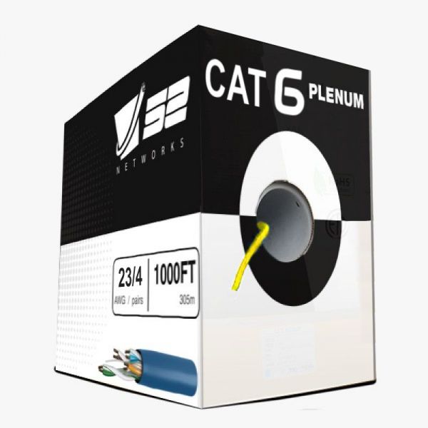 Cat6 Plenum 1000ft UTP Solid 100% Copper 23AWG, 550MHz Pull Box � Yellow
