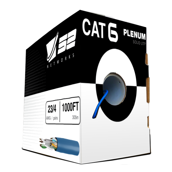 CAT6 Plenum 1000ft UTP 23AWG, 550 MHz Pull Box � Blue