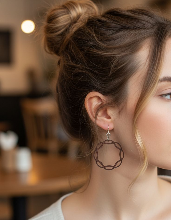 Wavy Circle Dangle Earrings