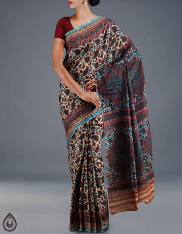 Online shopping for kalamkari soft plain sarees by unnatisilks