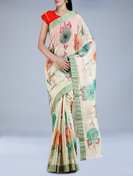 Online shopping for meghalaya organza brush painted saris by unnatisilks