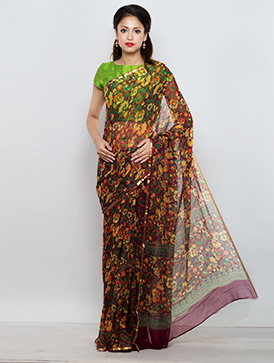 Online shopping for chiffon printed saris by unnatisilks