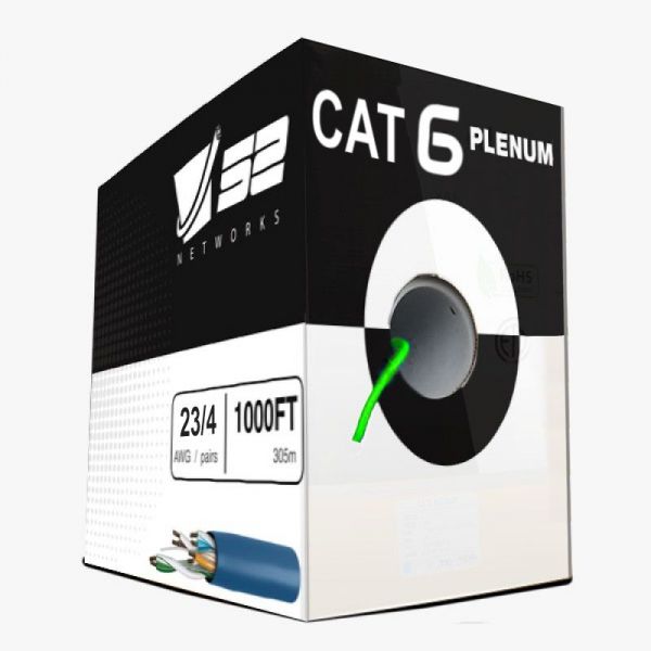 Cat6 Plenum 1000ft UTP Solid 100% Copper 23AWG, 550MHz Pull Box � Green