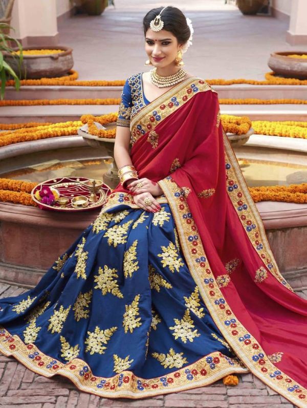 Buy Latest Embroidered sarees online from Mirraw 