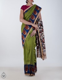 Online shopping for pure kalamkari chanderi sico plain sarees collection by unnatisilks