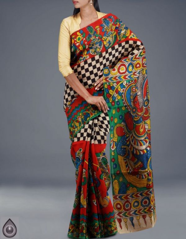 Online shop for latest multicolor ghicha silk kalamkari sarees collection by unnatisilks