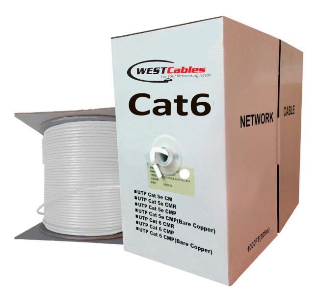 1000FT Cat6 Plenum CMP Ethernet UTP Bulk Cable