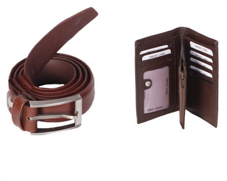 Leather Wallet and Belt Bundle @Size 32 - 40