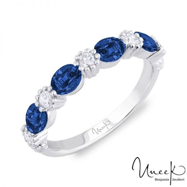 Buy Uneek Blue Sapphires Diamond Fashion Ring with 14K White Gold