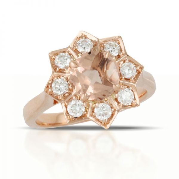 Buy Rose Gold Diamond Ring with Morganite Center Stone
