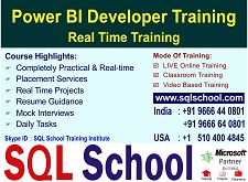 REALTIME TRAINING ON Power BI 2017 Online @ SQL School