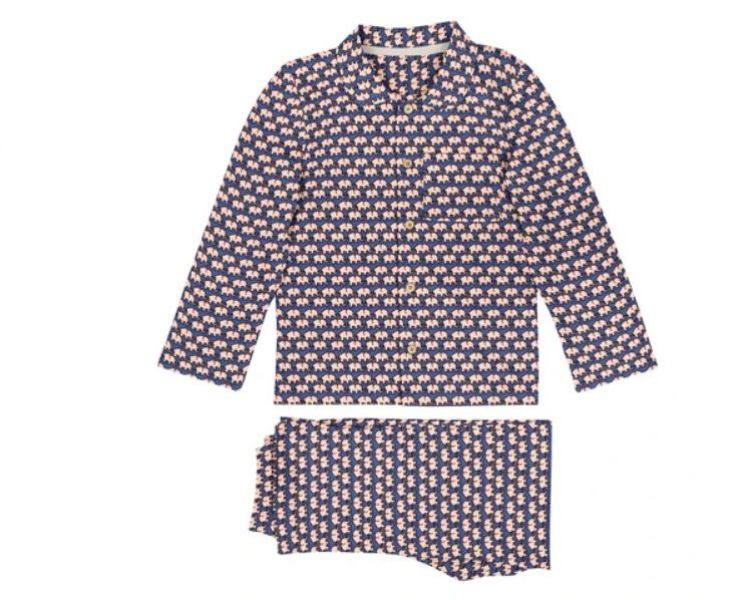 Kids Online Shopping Pink Elephant Organic Collared Pajama Set