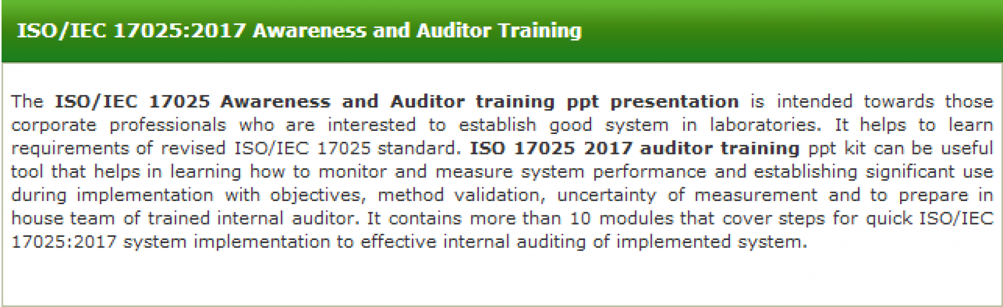 Presentation on ISO/IEC Auditor Training