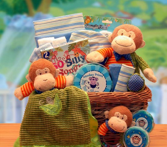 Monkeying Around Baby Gift Basket - Baby Shower Gift Ideas